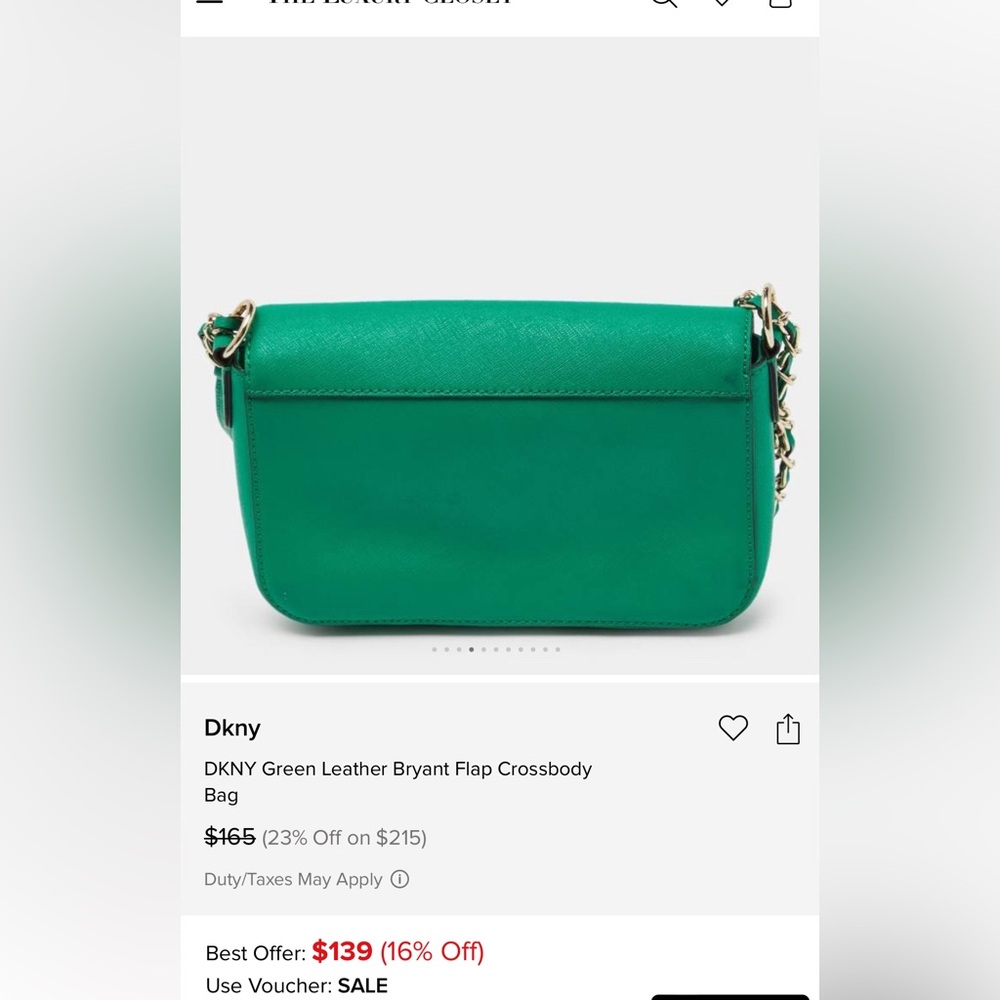 DKNY saffiano leather mini crossbody camera bag emerald green - Picture 7 of 7